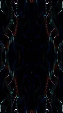 3D animation vertical beautiful video colorful abstract bright light energy 4K of smooth lines waves glittering light effect on black background