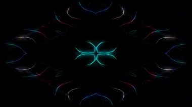 3D soyut parlak çizgiler, dalga, renkli, siyah arkaplan