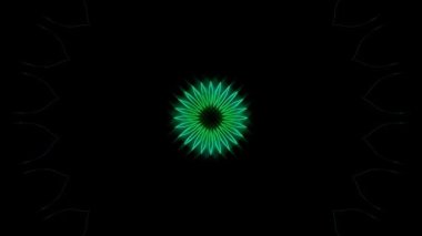 3D background moving stripes and flashing with shining light lines. Animation with circles