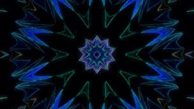 3D soyut parlak çizgiler, dalga, renkli, siyah arkaplan