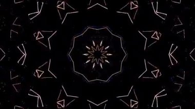 Animated digital abstract. Colorful curved and circular lines on black background, seamless loop