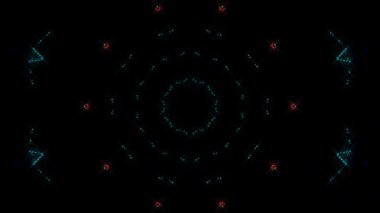 Animated digital abstract. Colorful curved and circular lines on black background, seamless loop