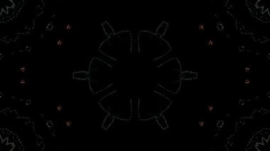 Animated digital abstract. Colorful curved and circular lines on black background, seamless loop