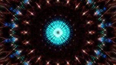 Animated digital abstract. Colorful curved and circular lines on black background, seamless loop