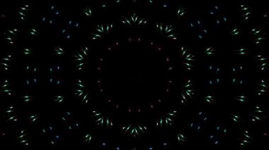 Animated digital abstract. Colorful curved and circular lines on black background, seamless loop