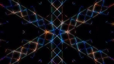 3D soyut parlak çizgiler, dalga, renkli, siyah arkaplan