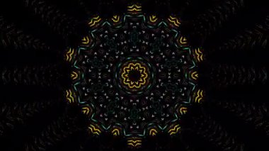 Parlayan güzel soyut bir kaleydoskop, ince hareketleri düzenleyen parlak bir ışık.