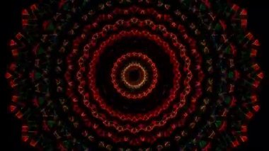 Animated digital abstract. Colorful curved and circular lines on black background, seamless loop