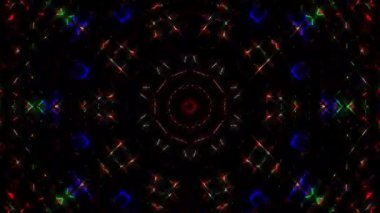 Animated digital abstract. Colorful curved and circular lines on black background, seamless loop