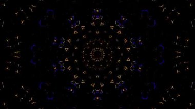 Animated digital abstract. Colorful curved and circular lines on black background, seamless loop