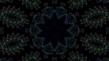 Animated digital abstract. Colorful curved and circular lines on black background, seamless loop