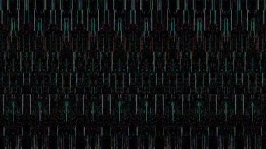 Animated digital abstract. Colorful curved and circular lines on black background, seamless loop