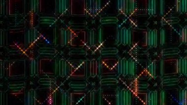 3D soyut parlak çizgiler, dalga, renkli, siyah arkaplan