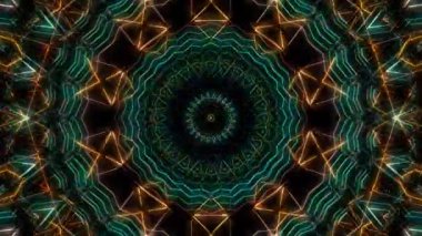 Animated digital abstract. Colorful curved and circular lines on black background, seamless loop