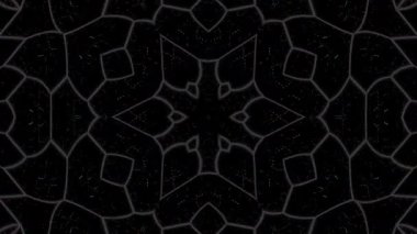 Canlandırılmış 3D soyut. Eğri çizgiler ve renkli ışık noktaları siyah arkaplan, pürüzsüz daire