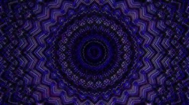 Canlandırılmış 3D soyut. Eğri çizgiler ve renkli ışık noktaları siyah arkaplan, pürüzsüz daire