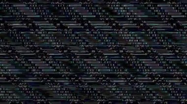 Canlandırılmış üç boyutlu çizgiler ve siyah arkaplanda renkli ışık noktaları, hafif titreyen ışık parlıyor