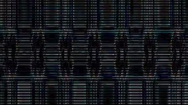 Canlandırılmış üç boyutlu çizgiler ve siyah arkaplanda renkli ışık noktaları, hafif titreyen ışık parlıyor