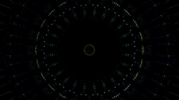 彩色闪光的抽象线条 在中心圆 黑色背景中闪闪发光 — 图库视频影像