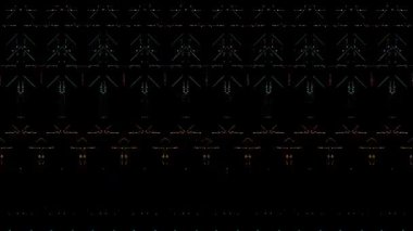 3D soyut parlak çizgiler, dalga, renkli, siyah arkaplan