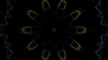 Soyut Kaleydoskop deseni tam renklerle. Sihirli mandala. 4k