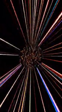 3D soyut parlak çizgiler, dalga, renkli, siyah arkaplan