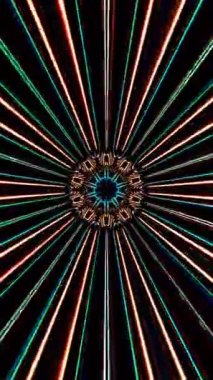 3D soyut parlak çizgiler, dalga, renkli, siyah arkaplan