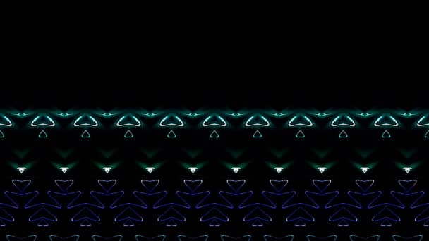 3Dアブストラクト輝く明るい線セット波 カラフルで黒い背景 — ストック動画