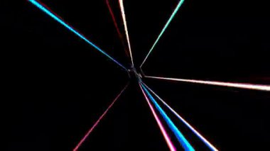 3D soyut parlak çizgiler, dalga, renkli, siyah arkaplan