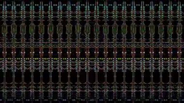 3D soyut parlak çizgiler, dalga, renkli, siyah arkaplan