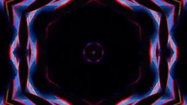 Animated digital abstract. Colorful curved and circular lines on black background, seamless loop