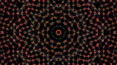 Animated digital abstract. Colorful curved and circular lines on black background, seamless loop