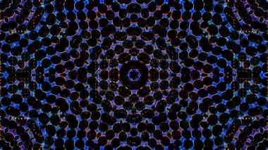 Animated digital abstract. Colorful curved and circular lines on black background, seamless loop