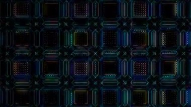 3D soyut parlak çizgiler, dalga, renkli, siyah arkaplan