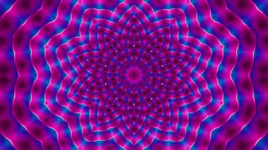 Canlandırılmış 3D soyut. Eğri çizgiler ve renkli ışık noktaları siyah arkaplan, pürüzsüz daire