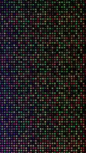 Shining Bright Dots Set Colorful Line Wave Motion Black Background — Stockvideo