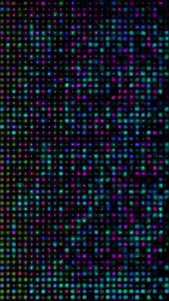 Shining Bright Dots Set Colorful Line Wave Motion Black Background — Vídeo de Stock