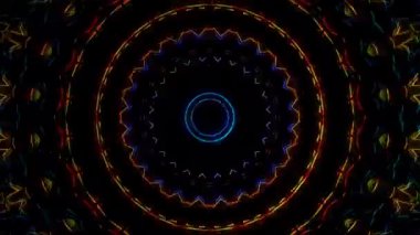 Yumuşak, yuvarlak, renkli hareketleri olan soyut animasyon, siyah arkaplan