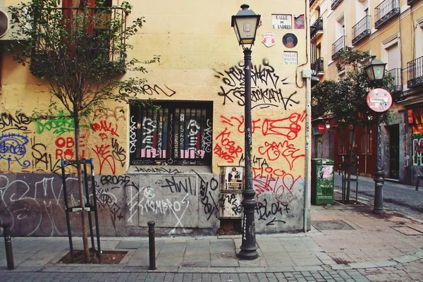 Madrid Spanien 2018 Graffiti Auf Der Straße Von San Andres — Stockfoto