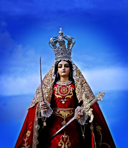 Puinen Veistos Saint Catherine Otettu Ulos Kulkue Kylässä Granado Andalusia — kuvapankkivalokuva