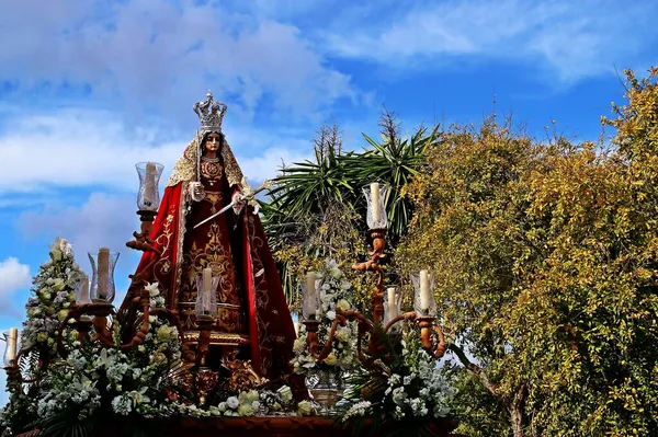 Puinen Veistos Saint Catherine Otettu Ulos Kulkue Kylässä Granado Andalusia — kuvapankkivalokuva