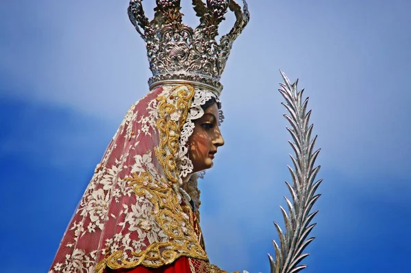 Puinen Veistos Saint Catherine Otettu Ulos Kulkue Kylässä Granado Andalusia — kuvapankkivalokuva