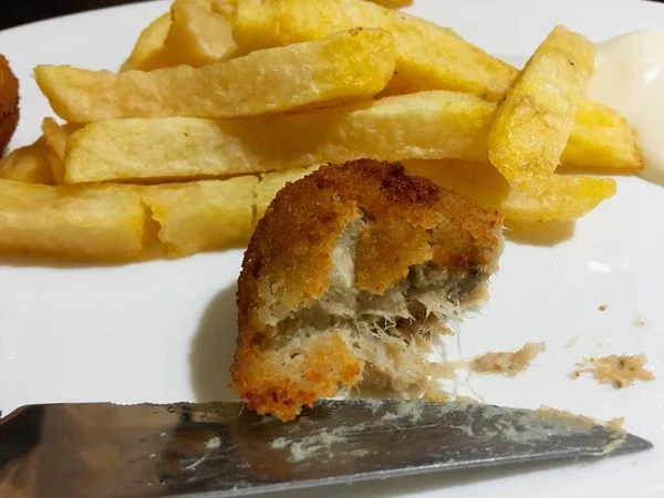 Croqueta Estofado Ibérico Cerdo Estilo Andaluz Uno Los Platos Más — Foto de Stock