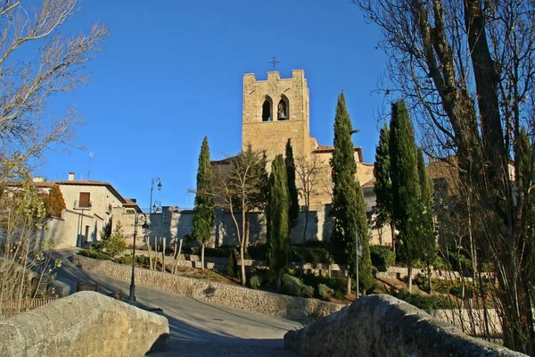 Catholic Church San Juan Medieval Bridge Aranda Duero Burgos Spain — Stock Photo, Image