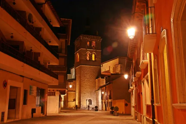 Bell Tower Collegiate Church Santa Mara Illuminated Aranda Duero Burgos — Stock Photo, Image