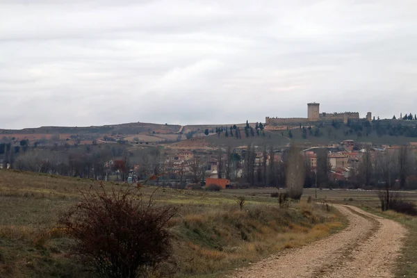 Penaranda Duero Gemeente Burgos Spanje Kasteel Top Van Heuvel Huizen — Stockfoto