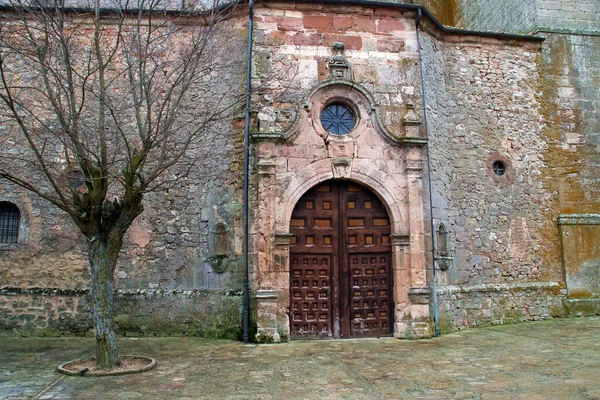 Tür Und Fassade Der Stiftskirche Mariä Himmelfahrt Medinaceli Soria Spanien — Stockfoto