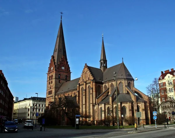瑞典Malmo 2016 Malm的圣彼得教堂 它是Malmo的Brick哥特式教堂 建于14世纪 是这个城市的主要教堂 — 图库照片