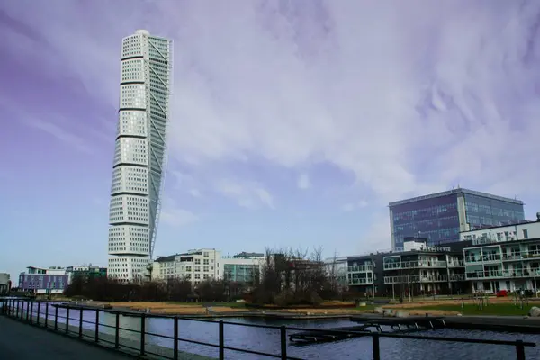 Malmö Švédsko 02152016 Soustružení Budovy Trupu Vastra Hamnen Inovativní Moderní — Stock fotografie