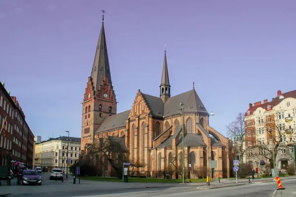 Kościół Piotra Malmö Szwecja Jest Ceglany Gotycki Kościół Malm Zbudowany — Zdjęcie stockowe